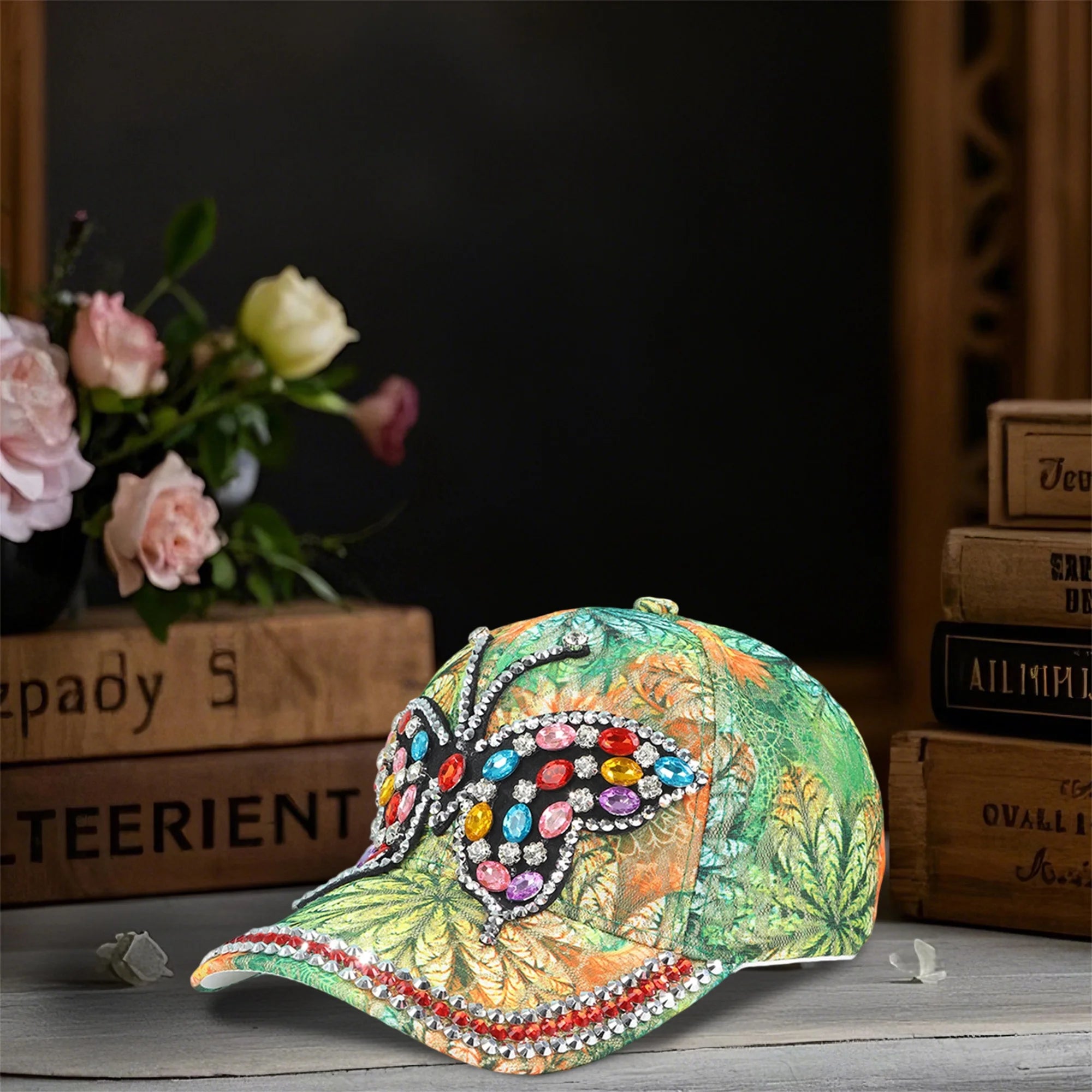 Rose Embroidered Visor